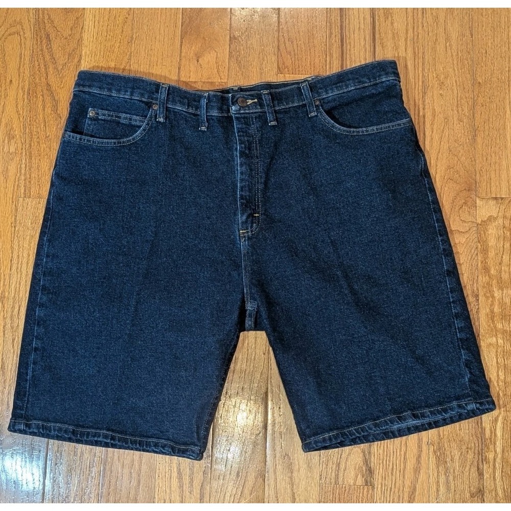 Y2K Dark Wash Denim Jorts Baggy Long Shorts Wrangler Men's 44 Jeans Grunge Skate